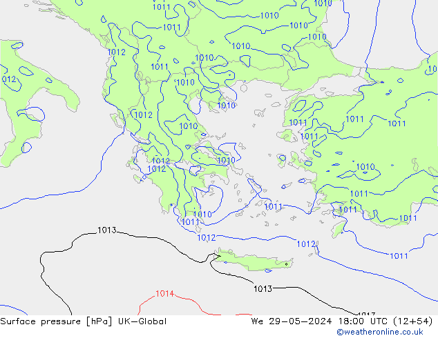 Surface pressure UK-Global We 29.05.2024 18 UTC