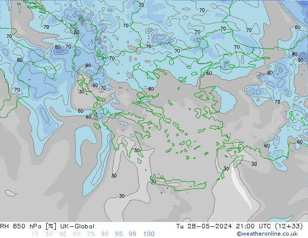 RH 850 hPa UK-Global Di 28.05.2024 21 UTC