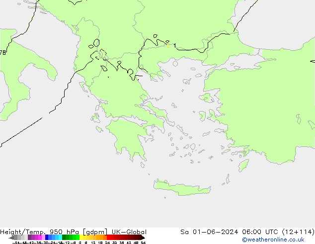 Yükseklik/Sıc. 950 hPa UK-Global Cts 01.06.2024 06 UTC