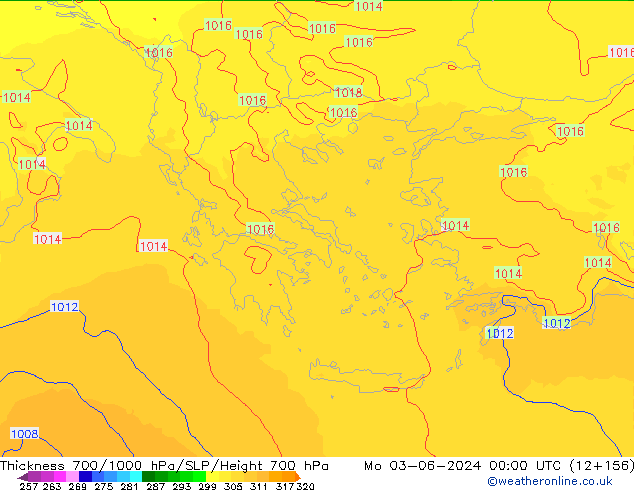 Thck 700-1000 hPa UK-Global Mo 03.06.2024 00 UTC