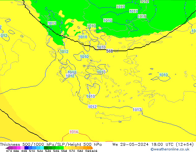 500-1000 hPa Kalınlığı UK-Global Çar 29.05.2024 18 UTC