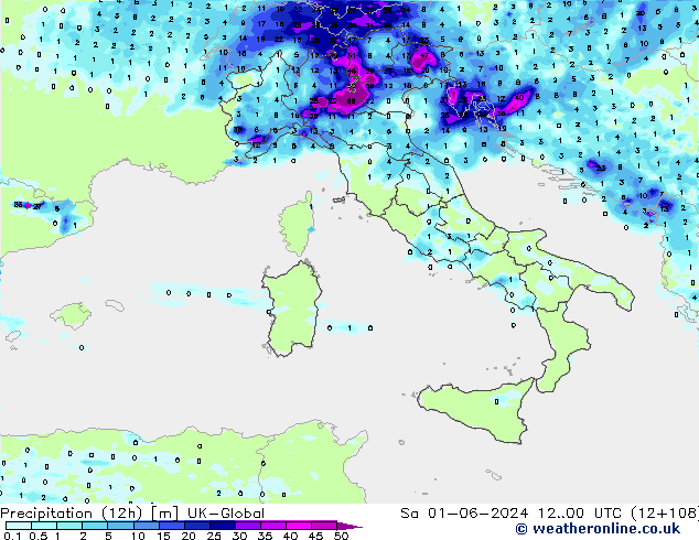 Precipitation (12h) UK-Global Sa 01.06.2024 00 UTC