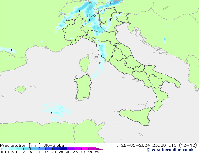 Precipitazione UK-Global mar 28.05.2024 00 UTC
