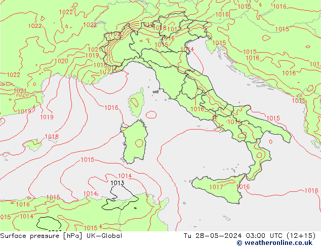 Surface pressure UK-Global Tu 28.05.2024 03 UTC