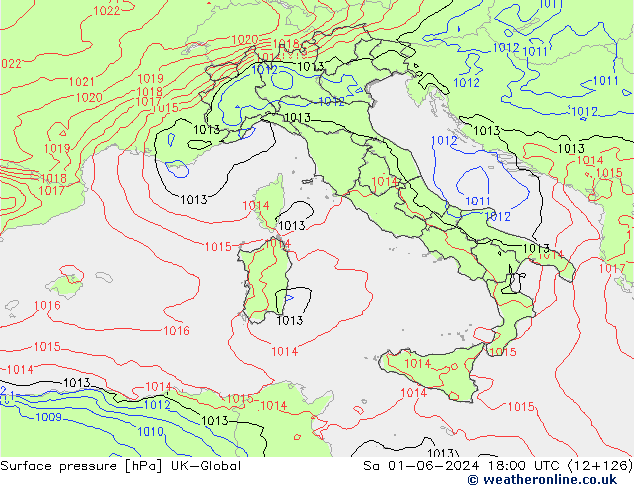 Surface pressure UK-Global Sa 01.06.2024 18 UTC