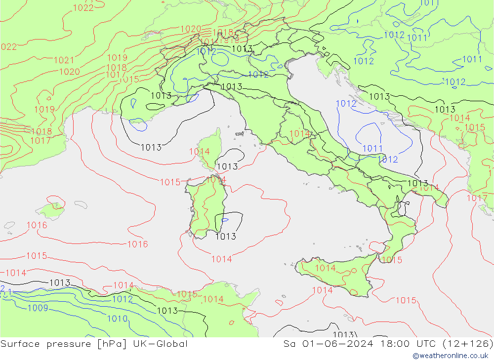 Surface pressure UK-Global Sa 01.06.2024 18 UTC