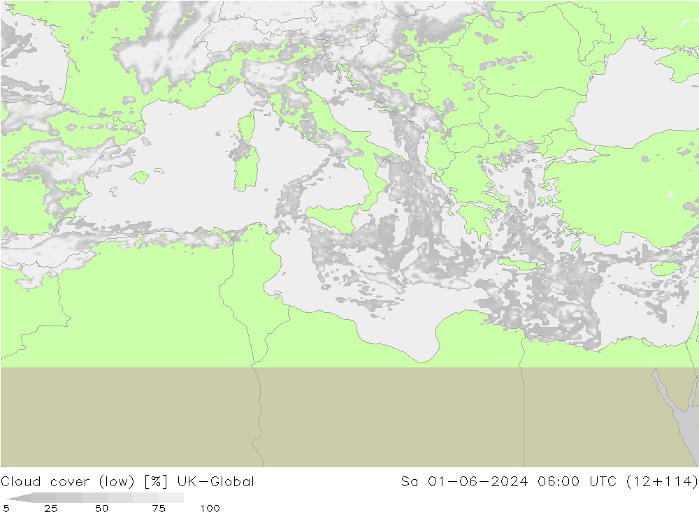 Cloud cover (low) UK-Global Sa 01.06.2024 06 UTC