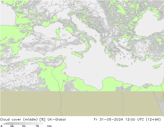 Cloud cover (middle) UK-Global Fr 31.05.2024 12 UTC