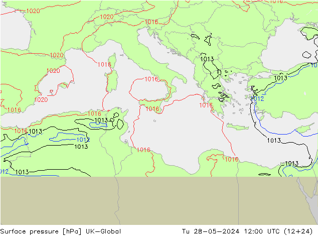 Surface pressure UK-Global Tu 28.05.2024 12 UTC