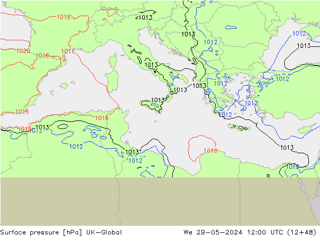 pression de l'air UK-Global mer 29.05.2024 12 UTC