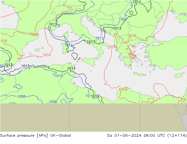 Luchtdruk (Grond) UK-Global za 01.06.2024 06 UTC