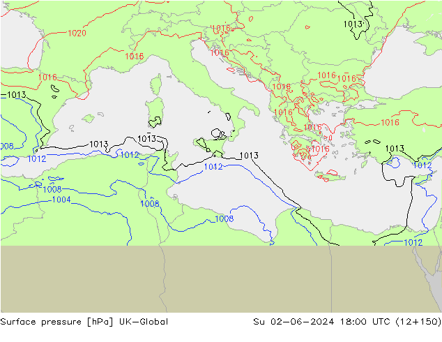 Surface pressure UK-Global Su 02.06.2024 18 UTC