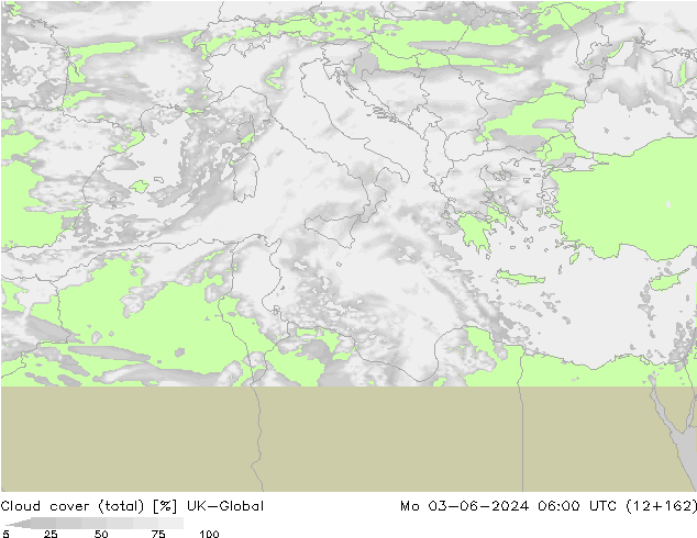 Cloud cover (total) UK-Global Po 03.06.2024 06 UTC