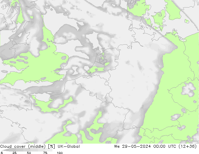 Cloud cover (middle) UK-Global We 29.05.2024 00 UTC