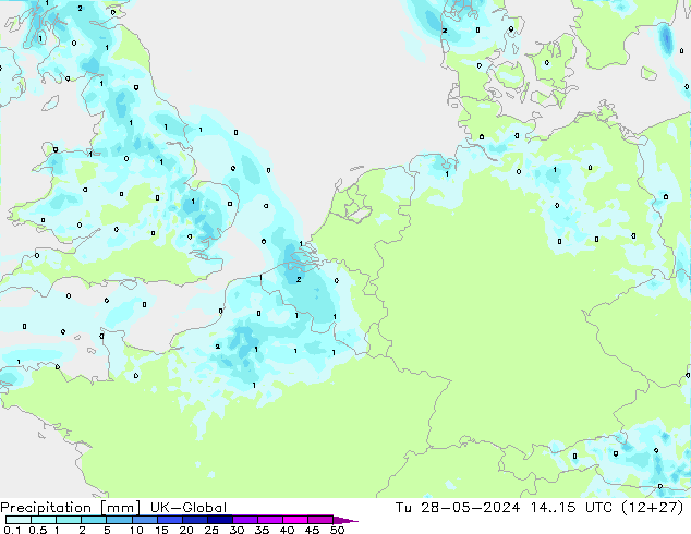 Precipitation UK-Global Tu 28.05.2024 15 UTC