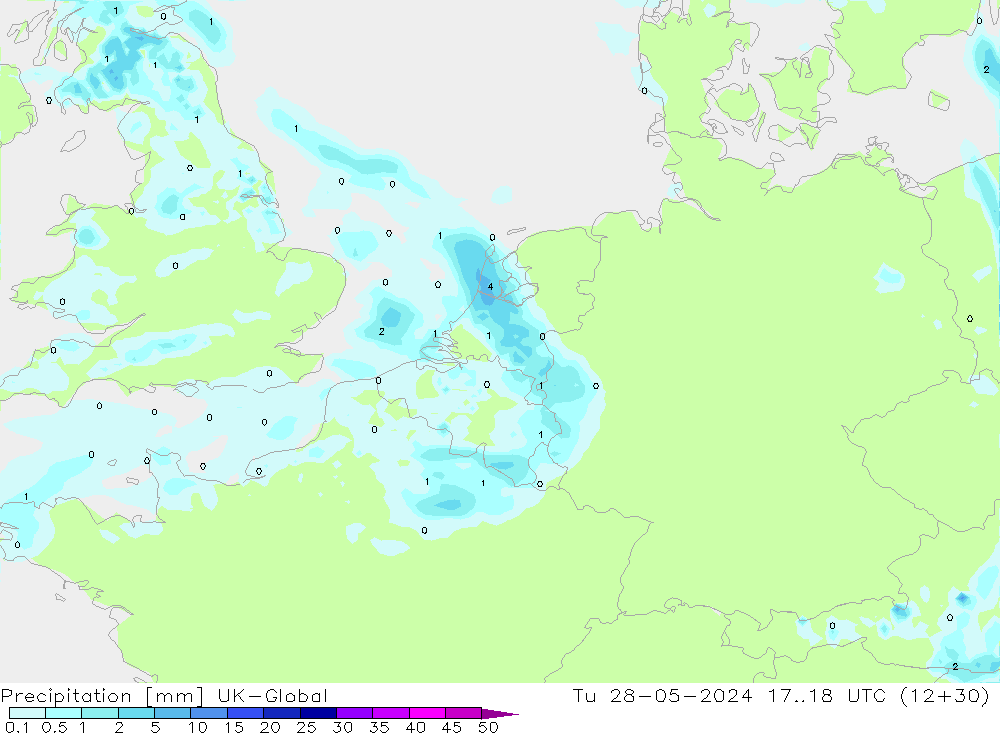 Precipitazione UK-Global mar 28.05.2024 18 UTC