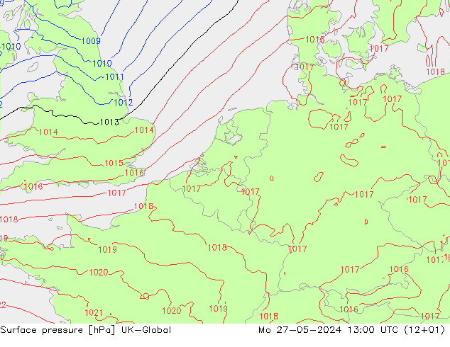 Luchtdruk (Grond) UK-Global ma 27.05.2024 13 UTC