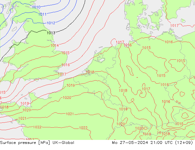 приземное давление UK-Global пн 27.05.2024 21 UTC