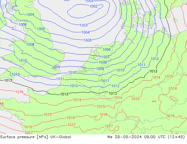 pressão do solo UK-Global Qua 29.05.2024 09 UTC