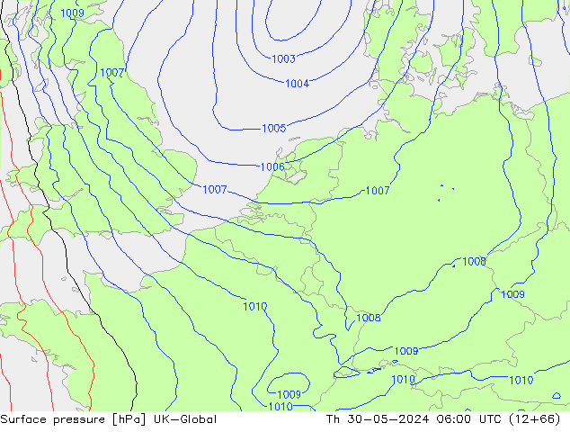 Presión superficial UK-Global jue 30.05.2024 06 UTC