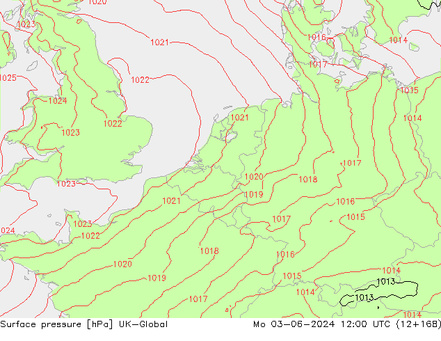 Surface pressure UK-Global Mo 03.06.2024 12 UTC