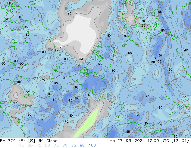 RH 700 hPa UK-Global Po 27.05.2024 13 UTC