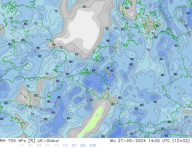 RH 700 hPa UK-Global Mo 27.05.2024 14 UTC