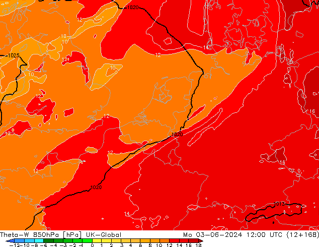 Theta-W 850hPa UK-Global Mo 03.06.2024 12 UTC