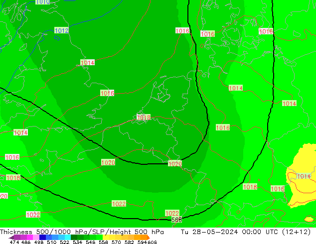 Schichtdicke 500-1000 hPa UK-Global Di 28.05.2024 00 UTC