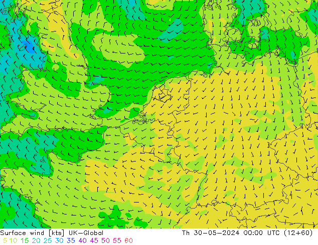 Surface wind UK-Global Th 30.05.2024 00 UTC