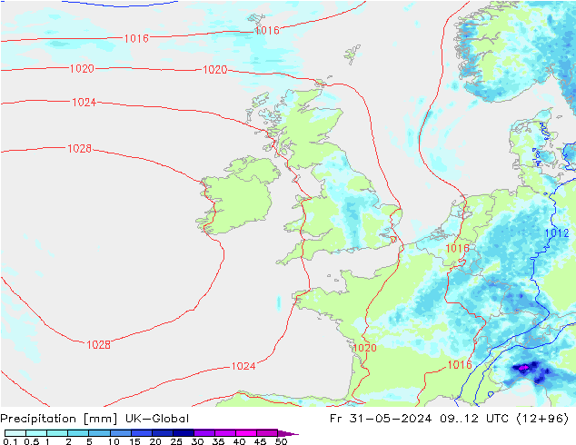 Precipitation UK-Global Fr 31.05.2024 12 UTC