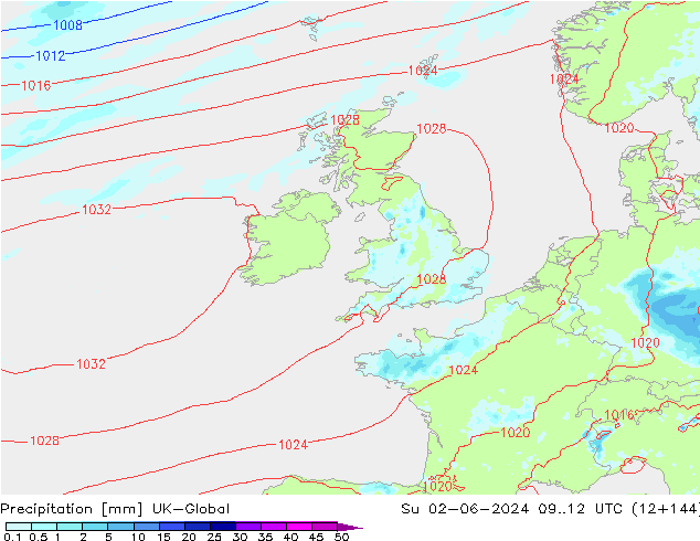 Precipitación UK-Global dom 02.06.2024 12 UTC