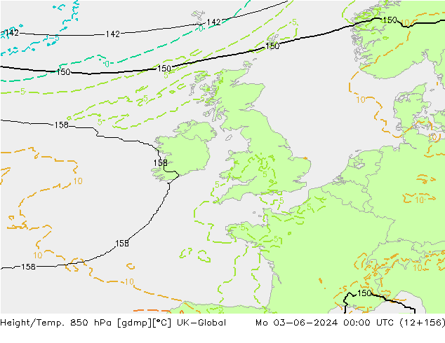 Yükseklik/Sıc. 850 hPa UK-Global Pzt 03.06.2024 00 UTC