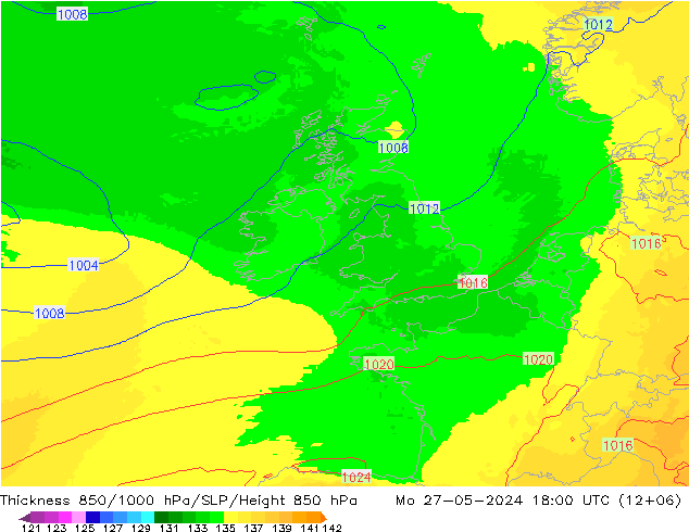 Thck 850-1000 hPa UK-Global lun 27.05.2024 18 UTC