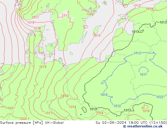 Surface pressure UK-Global Su 02.06.2024 18 UTC