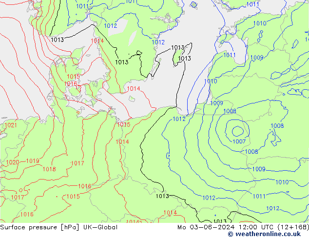 Surface pressure UK-Global Mo 03.06.2024 12 UTC