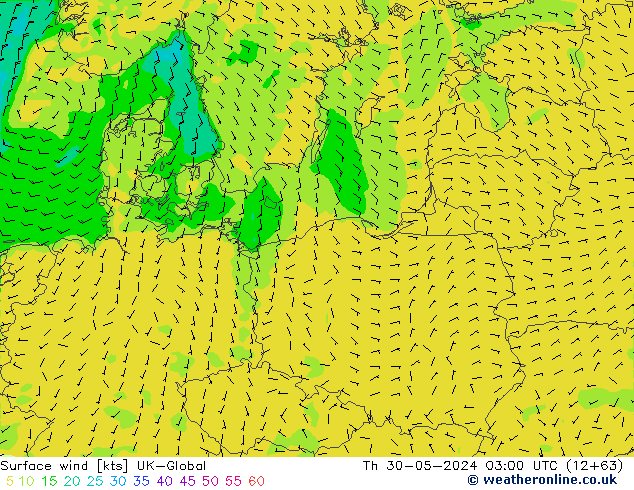 Wind 10 m UK-Global do 30.05.2024 03 UTC