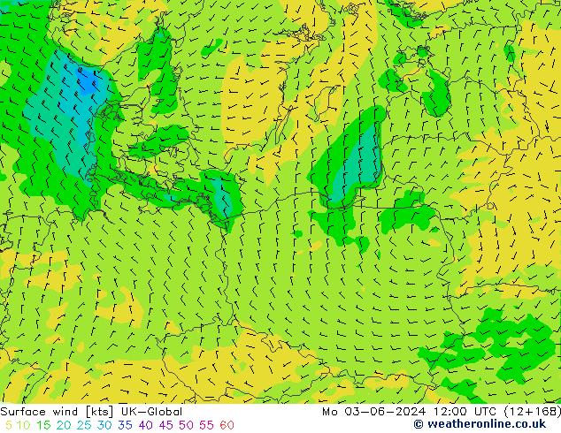 Rüzgar 10 m UK-Global Pzt 03.06.2024 12 UTC