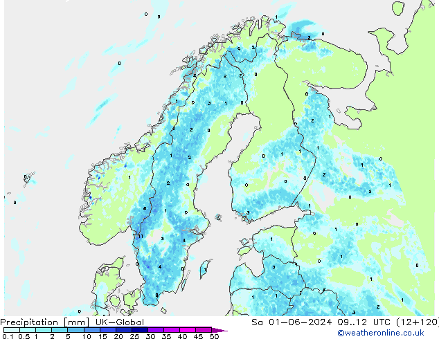 Precipitación UK-Global sáb 01.06.2024 12 UTC