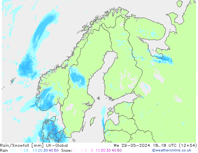 Rain/Snowfall UK-Global ср 29.05.2024 18 UTC