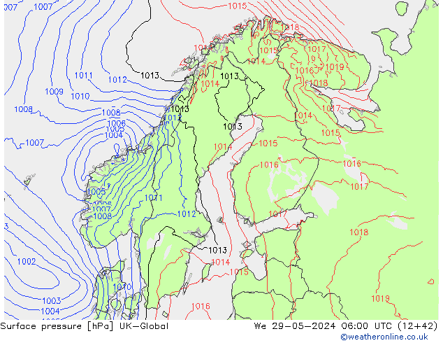 приземное давление UK-Global ср 29.05.2024 06 UTC