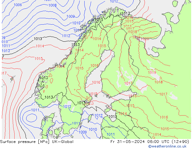 Surface pressure UK-Global Fr 31.05.2024 06 UTC