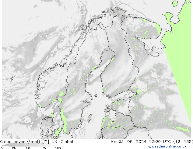 Cloud cover (total) UK-Global Mo 03.06.2024 12 UTC