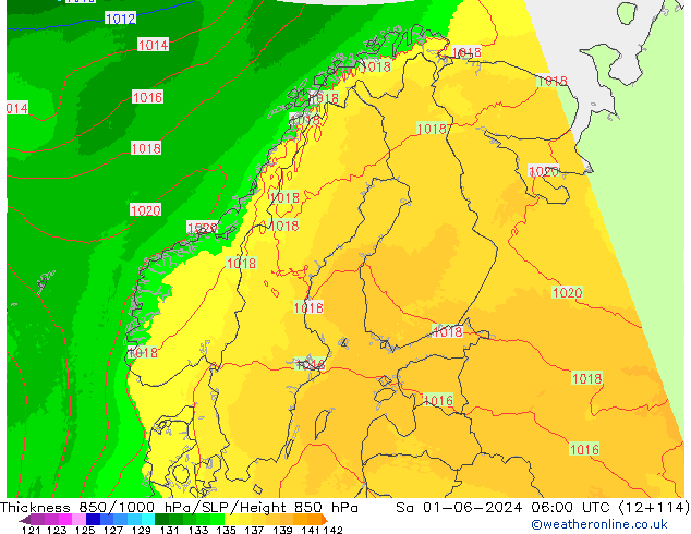 Thck 850-1000 hPa UK-Global Sáb 01.06.2024 06 UTC
