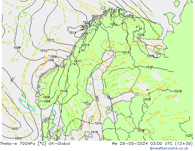 Theta-e 700гПа UK-Global ср 29.05.2024 03 UTC