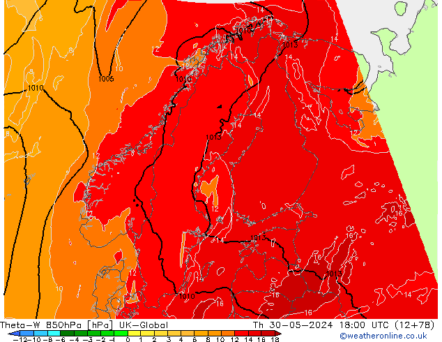 Theta-W 850hPa UK-Global Per 30.05.2024 18 UTC