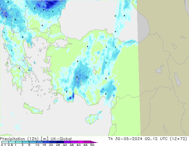 Precipitación (12h) UK-Global jue 30.05.2024 12 UTC