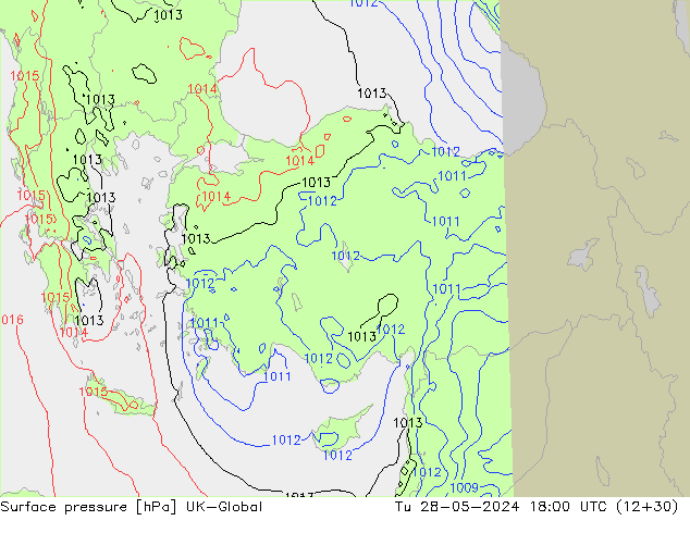 Luchtdruk (Grond) UK-Global di 28.05.2024 18 UTC