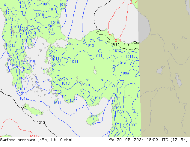 Luchtdruk (Grond) UK-Global wo 29.05.2024 18 UTC