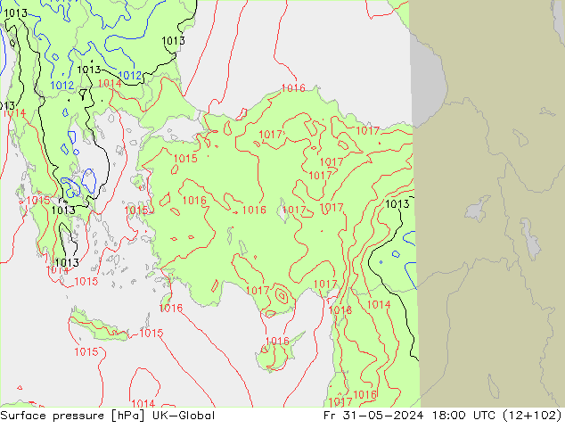 приземное давление UK-Global пт 31.05.2024 18 UTC